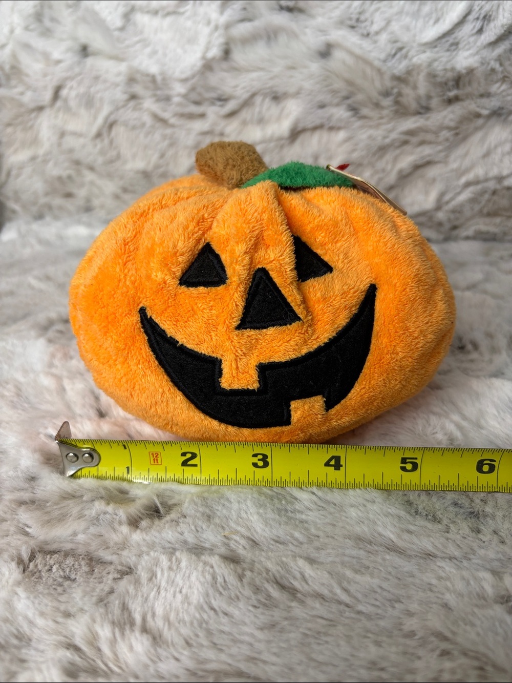 Ty Pluffies Orange “Plumpkin” Plush Halloween Jack-O'-Lantern. 2004 - Picture 6 of 7